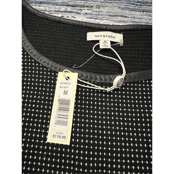 Max Studio NWT Pin Dot Pleated Fit-and-Flare Dress size M - Picture 7 of 12